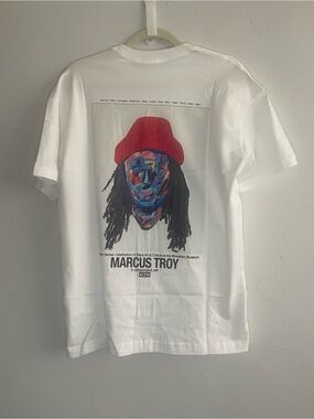 Kith White Graphic Tee with Red Hat & Multicolor Face